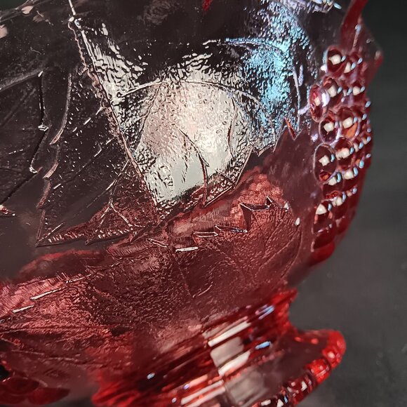 Vintage Pink Bowl Pedestal Depression Glass Serving Grapes Ruffled Crystal - Picture 5 of 9